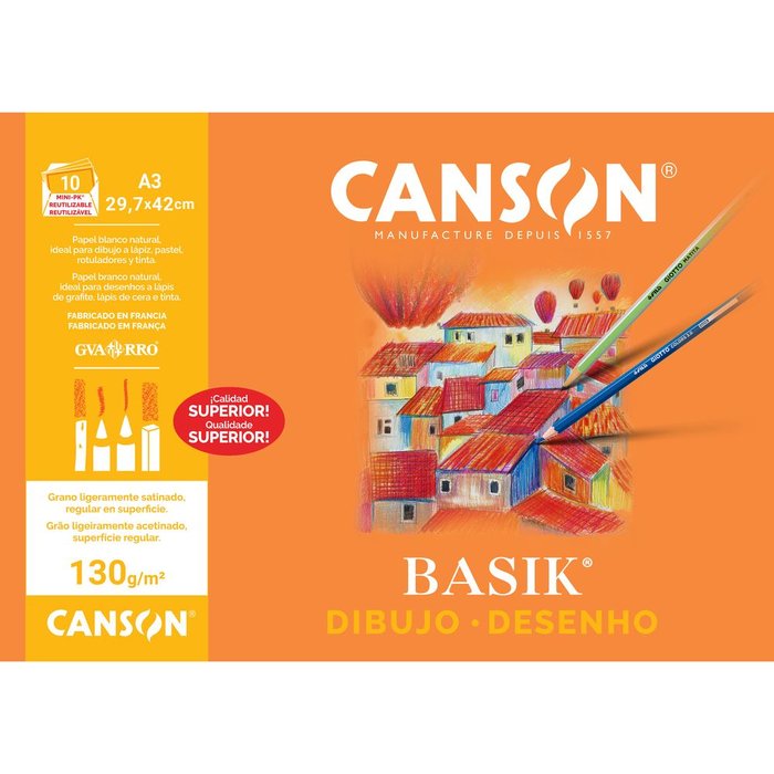 MINIPACK A3 10H LAMINAS BASIK 130GR | 1 UNIDADES | (GUARRO & CANSON) Imagen principal del producto