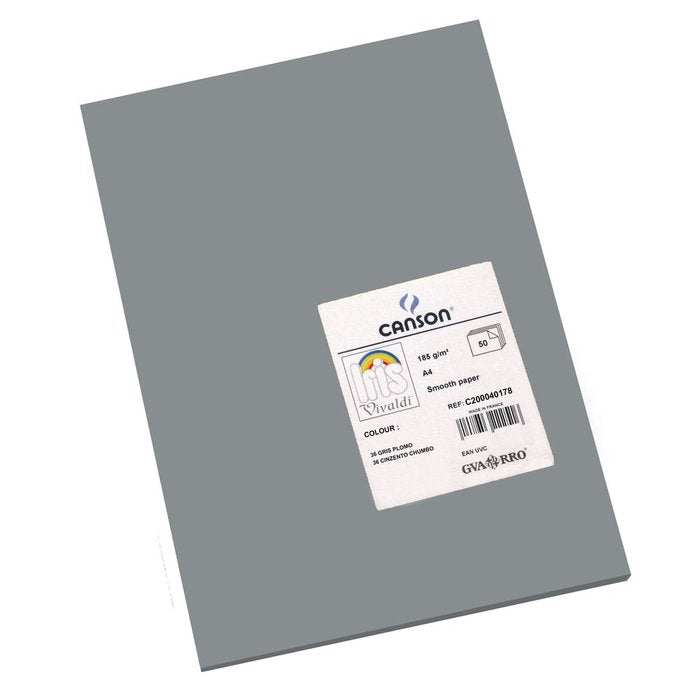 CARTULINA GUARRO A4 185GR GRIS PLOMO | 50 UNIDADES | (GUARRO & CANSON)