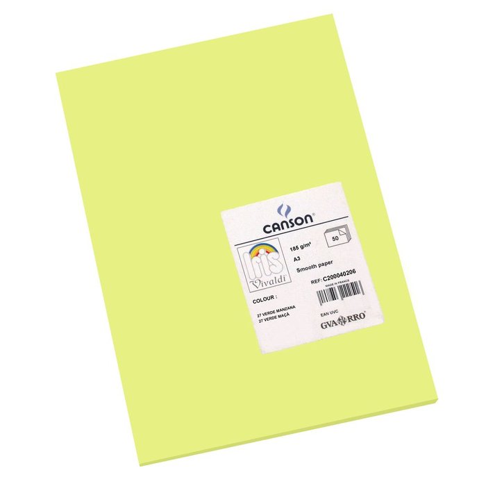 CARTULINA GUARRO IRIS A3 185G 50H VERDE MANZANA | 50 UNIDADES | (GUARRO & CANSON)