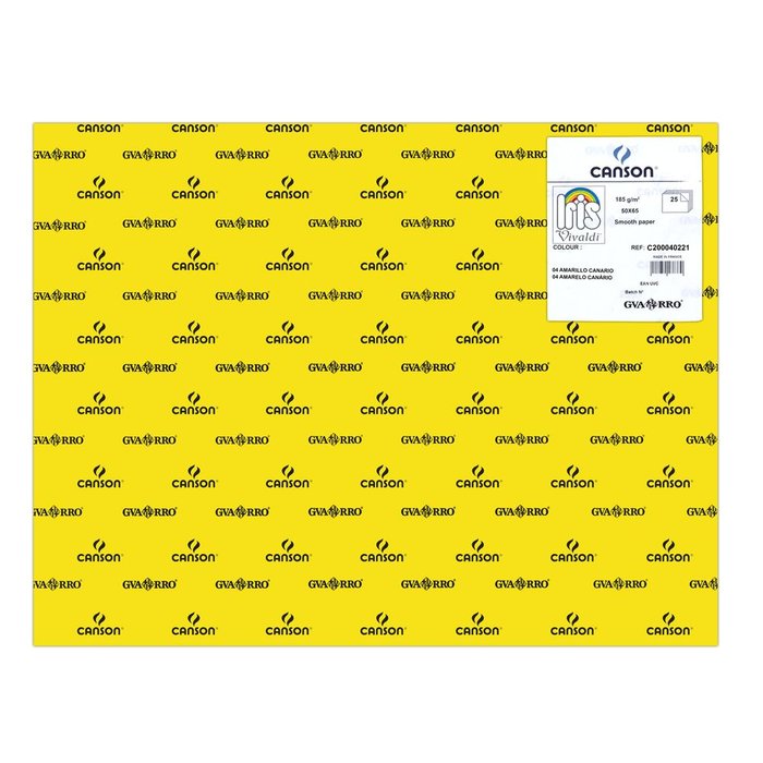 CARTULINA GUARRO 50X65 185GRS IRIS AMARILLO CANARIO | 25 UNIDADES | (GUARRO & CANSON) Imagen principal del producto