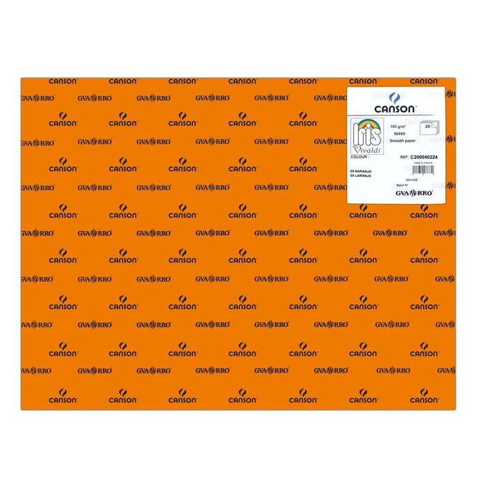 CARTULINA GUARRO 50X65 185GRS IRIS NARANJA | 25 UNIDADES | (GUARRO & CANSON)