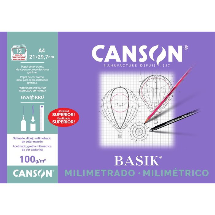 MINIPACK A4 12H PAPEL MILIMETRADO | 1 UNIDADES | (GUARRO & CANSON) Imagen principal del producto