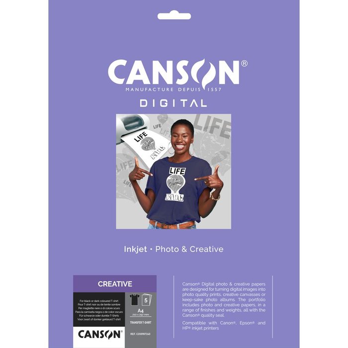 Papel transfer Canson A4 5H Negro Inkjet Guarro & Canson Imagen principal del producto