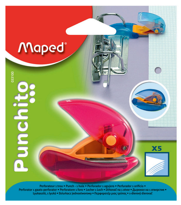 PERFORADORA PUNCHITO 5 HOJAS 1 ORIFICIO BLISTER | 1 UNIDADES | (MAPED)