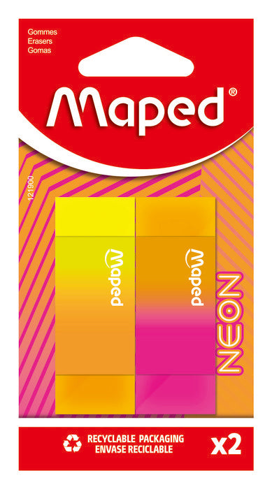 Blister 2 Gomas Neon Surtidas MAPED Imagen principal del producto