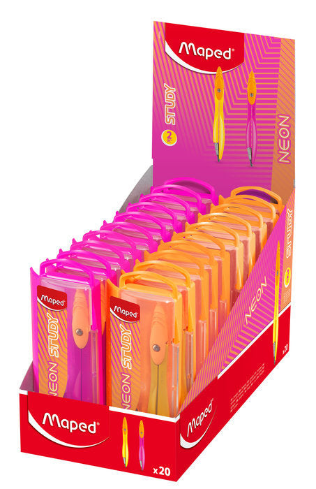 Expositor 20 Compas Study Neon y Estuche Minas Surtidos MAPED Imagen principal del producto