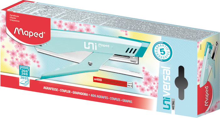 GRAPADORA UNIV METAL PASTEL PINZA 26/6 + 400 GRAPAS BLISTER | 1 UNIDADES | (MAPED) Imagen principal del producto