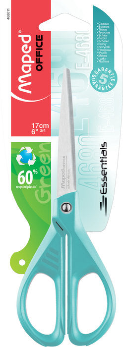Tijera Essentials Green 17CM Turquesa Blister 1 Ud