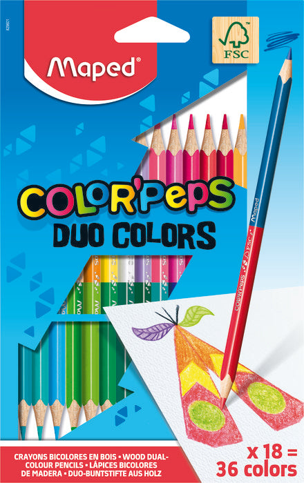 LAPIZ BICOLOR COLOR'PEPSX18 ESTUCHE CART | 1 UNIDADES | (MAPED) Imagen principal del producto