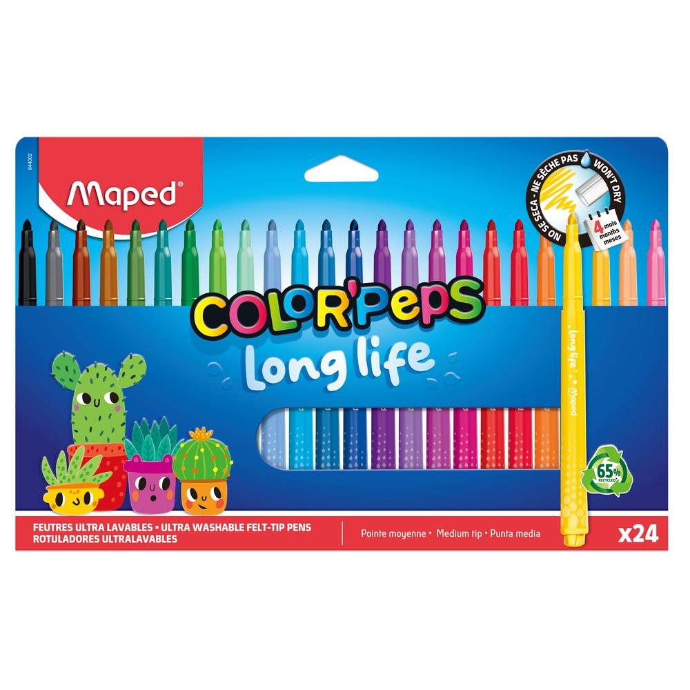 Rotulador Maped Long Life 24 Colores Surtidos