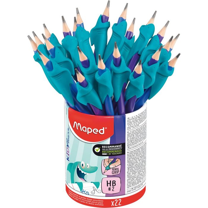 CUBILETE 22 LAPIZ GRAFITO HB GOMA + ADAPTADOR ERGONOMICO | 22 UNIDADES | (MAPED)