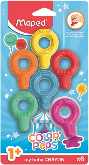 CERA MAPED COLOR'PEPS MY FIRST BLISTER 6 COLORES SURTIDOS | 12 UNIDADES | (MAPED) Imagen principal del producto