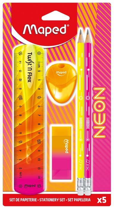 SET PAPELERIA MAPED NEON 5 PIEZAS SURTIDAS | MAPED | 1 UNIDAD | 3154149818839