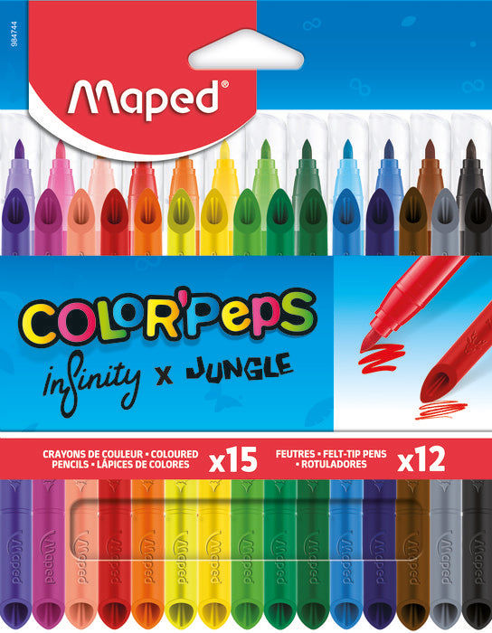 Pack 15 Lapices Infinity y 12 Rotuladores Color Peps Surti MAPED Imagen principal del producto