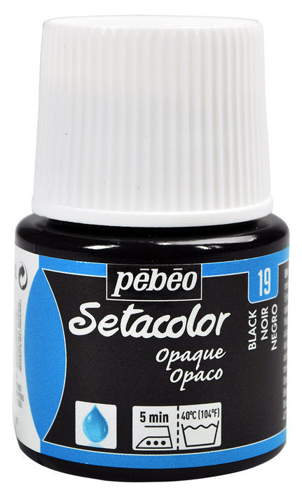 Pintura Setacolor Opaco 45 ml Negro Marca Pebeo Imagen principal del producto