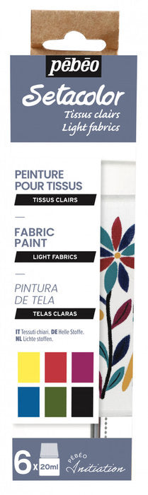 PINTURA SETACOLOR TEJIDOS CLAROS 20 ML 6 COLORES SURTIDOS | PEBEO | 1 UNIDAD | 3167867564827 Imagen principal del producto