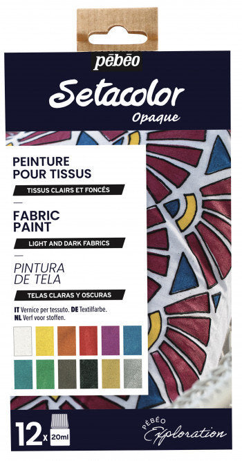 Pintura Setacolor Moire 20 ml 12 Colores Surtidos PEBEO