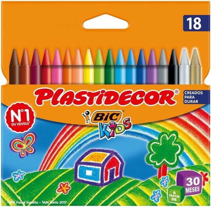 CERA PLASTIDECOR 18 COLORES SURTIDOS | 12 UNIDADES | (PLASTIDECOR)