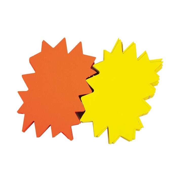 Carteles flash 160x120 mm amarillo y naranja fluorescente, 50 ud. Imagen principal del producto