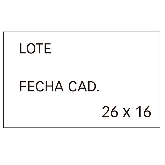 ETIQUETAS 26X16MM BLANCO ADHESIVO REMOVIBLE LOTE+CADUCIDAD | 1 UNIDADES | (APLI) Imagen principal del producto
