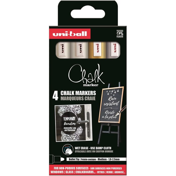 Marcador Uni Tiza Liquida Pwe-5M Blister 2 Blanco Oro Plata | Uni-Ball | Pack 1 Unidades Imagen principal del producto