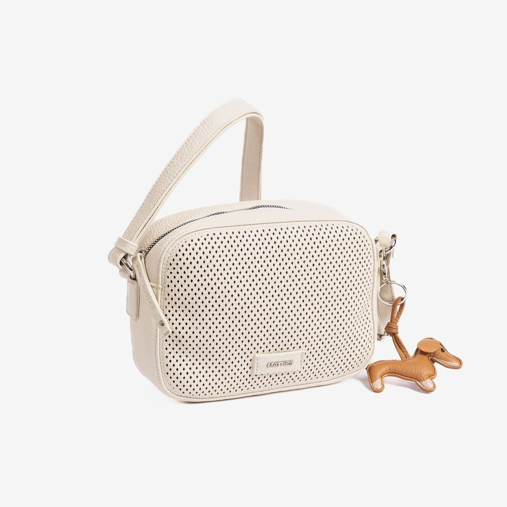 Bolso bandolera rectangular calado mujer blanco Teckel MATTIES Imagen principal del producto