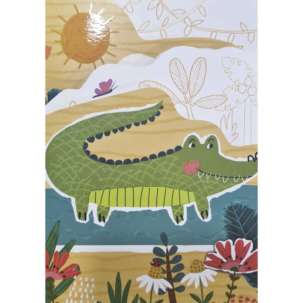 Tarjeta Felicitacion para Colorear Cocodrilo PICTURA 11.7 x 16.7 cm