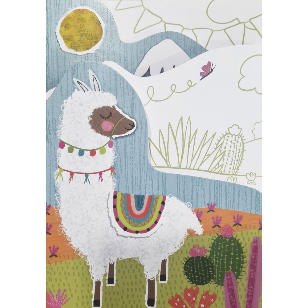Tarjeta Felicitacion para Colorear Alpaca PICTURA