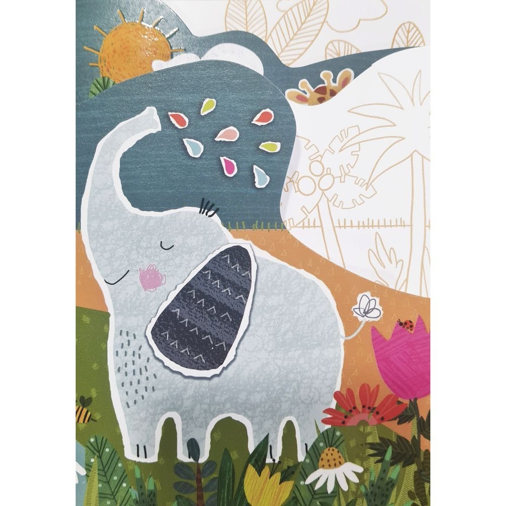 Tarjeta Felicitacion para Colorear Elefante Pictura 11.7 x 16.7 cm