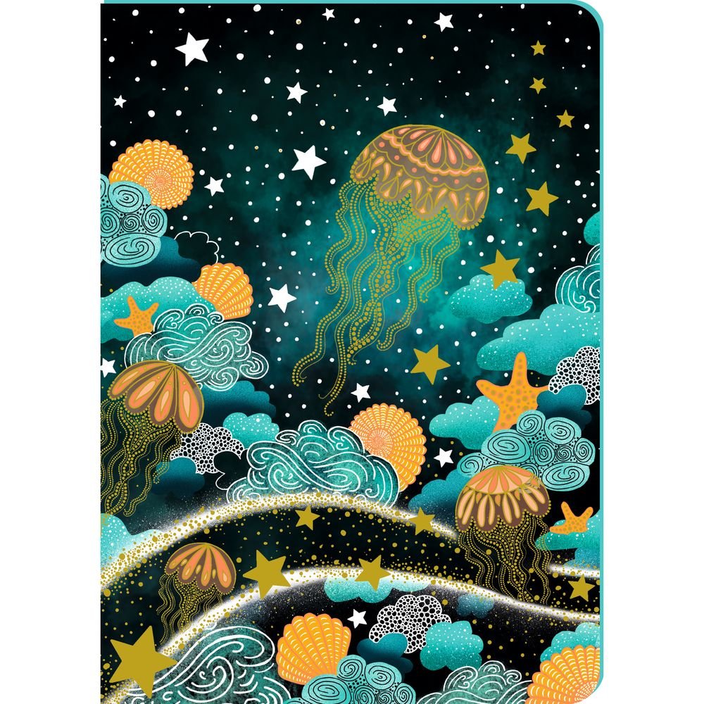 Cuaderno A5 Tapa Rigida Medusa Estrellada Hoja Rayada Pictura Imagen principal del producto