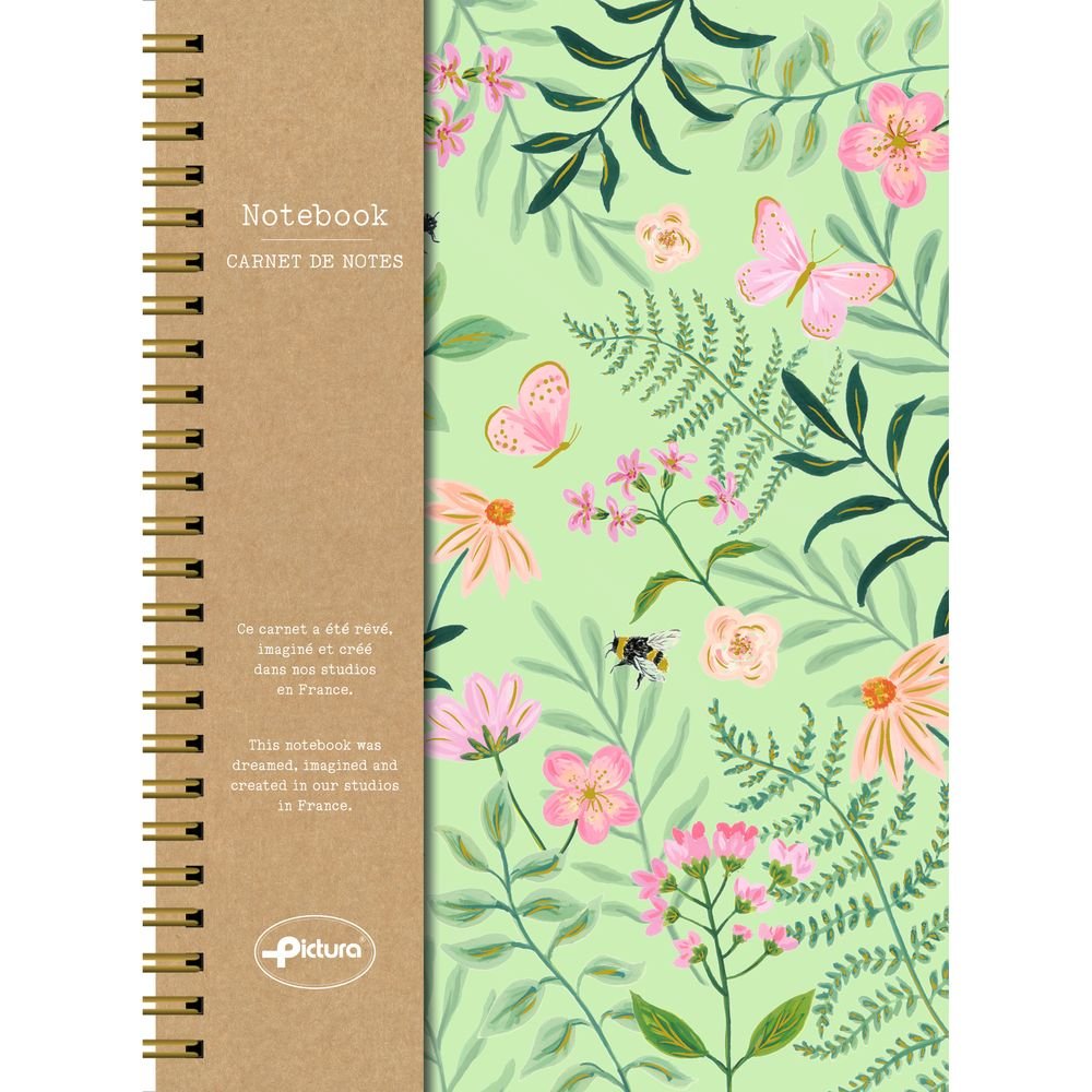 Cuaderno A5 Espiral Naturelles Flores Mariposas PICTURA Imagen principal del producto