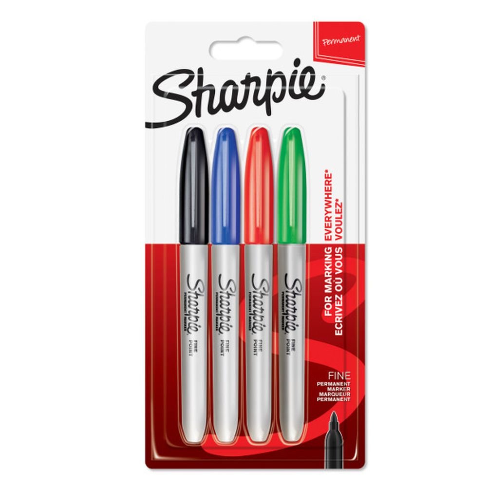 Blister 4 rotuladores Sharpie Permanente Punta Fina Color Básico