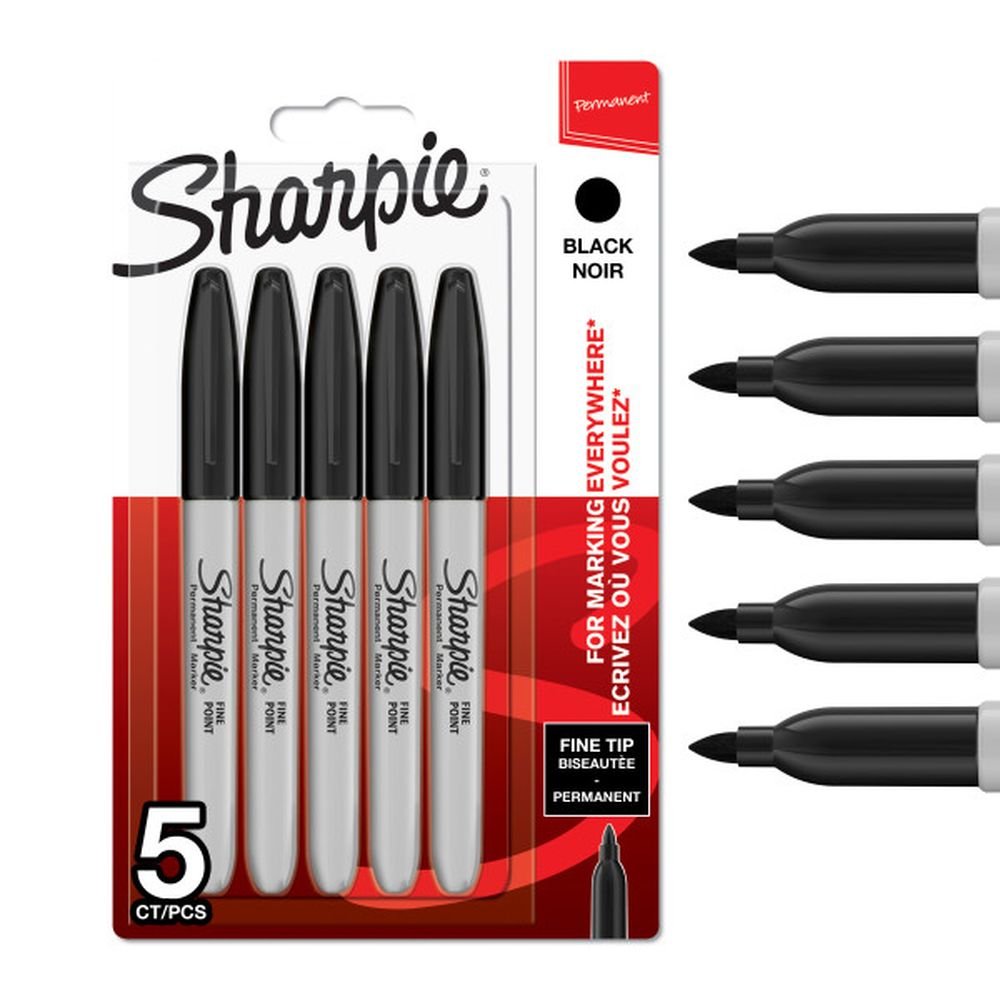 Blister 5 Rotuladores Sharpie Permanente Punta Fina Negro