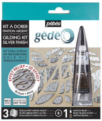 Kit para Dorar 3 Hojas Efecto Espejo Plata Pebeo Imagen principal del producto