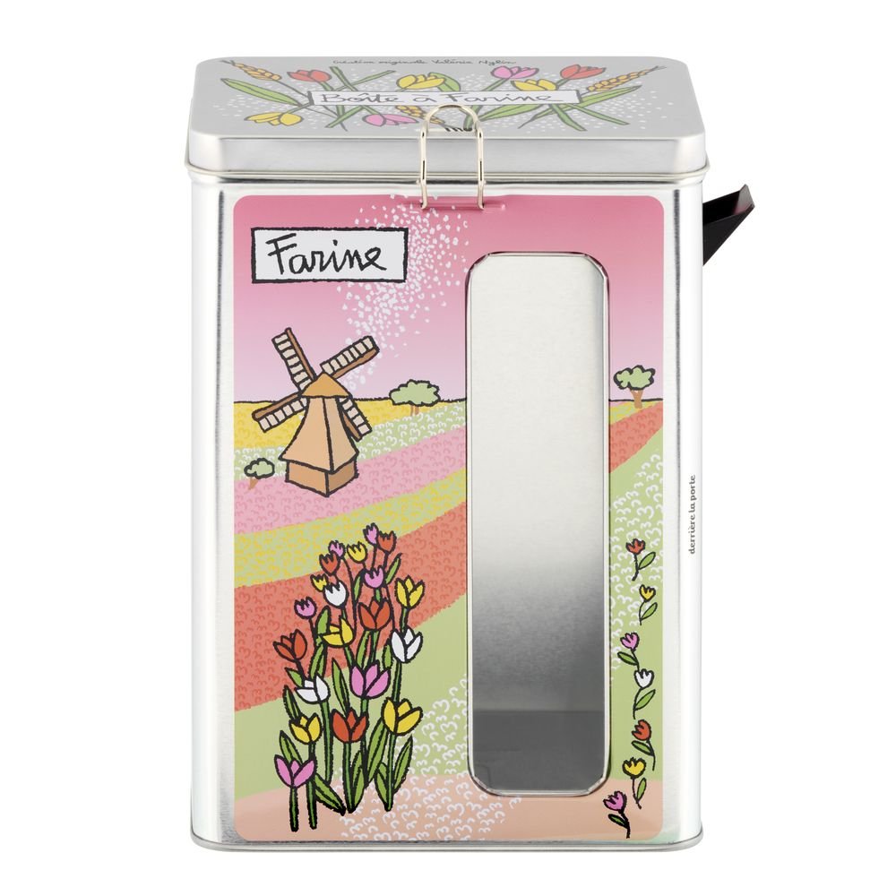 Caja metálica con ventana harina tulipanes DERRIERE LA PORTE