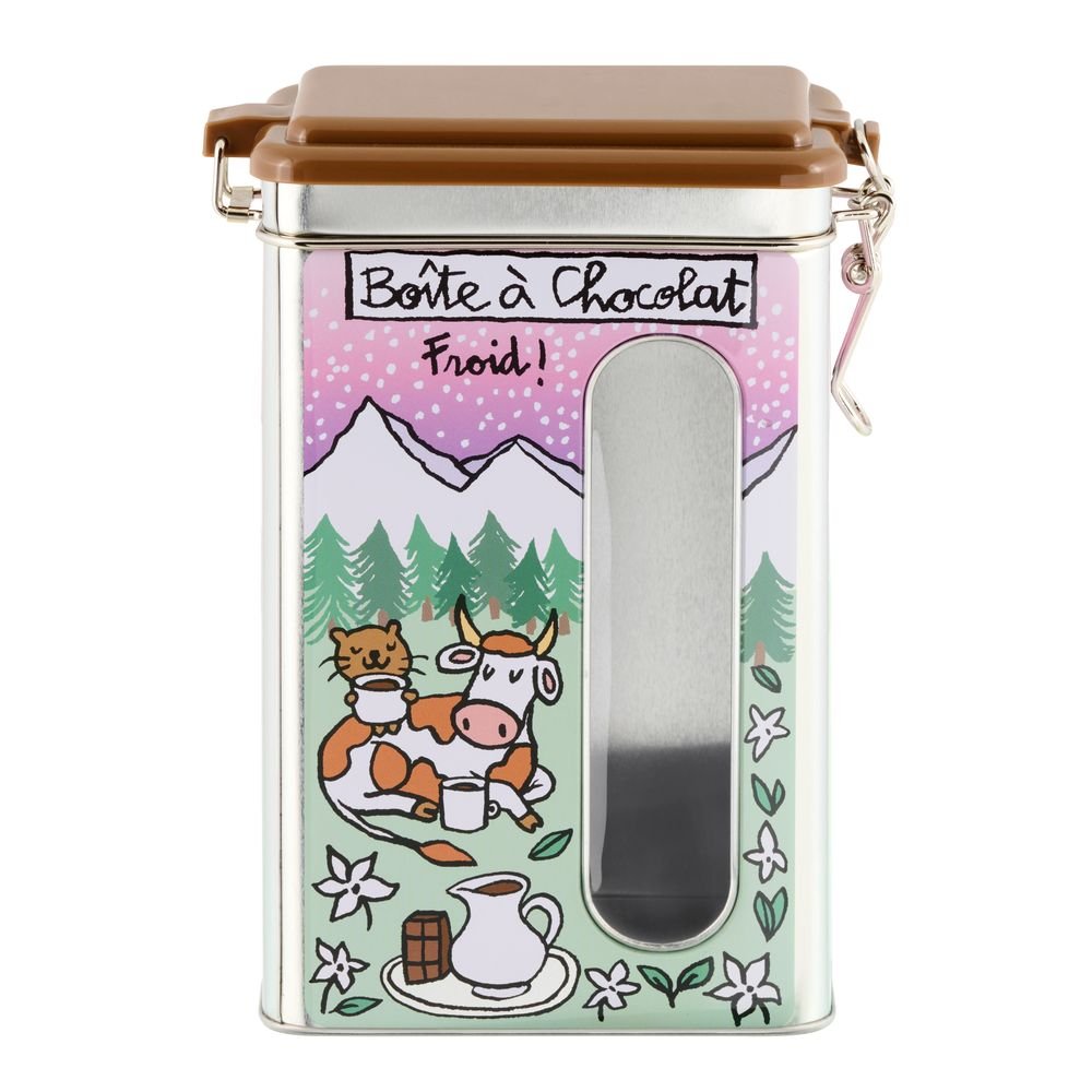 Caja metálica con ventana hermética cacao Marmotas DERRIERE LA PORTE Imagen principal del producto