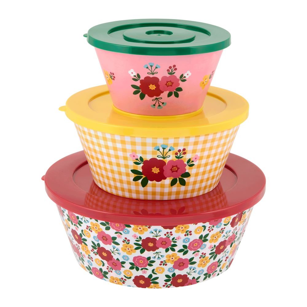 Set 3 Bowls fiambreras con tapa ramo de flores DERRIERE LA PORTE