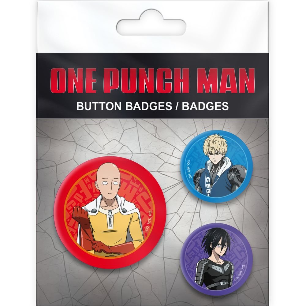 Paquete de Insignias Saitama, Genos y Sonic One Punch Man ABYSSE Imagen principal del producto