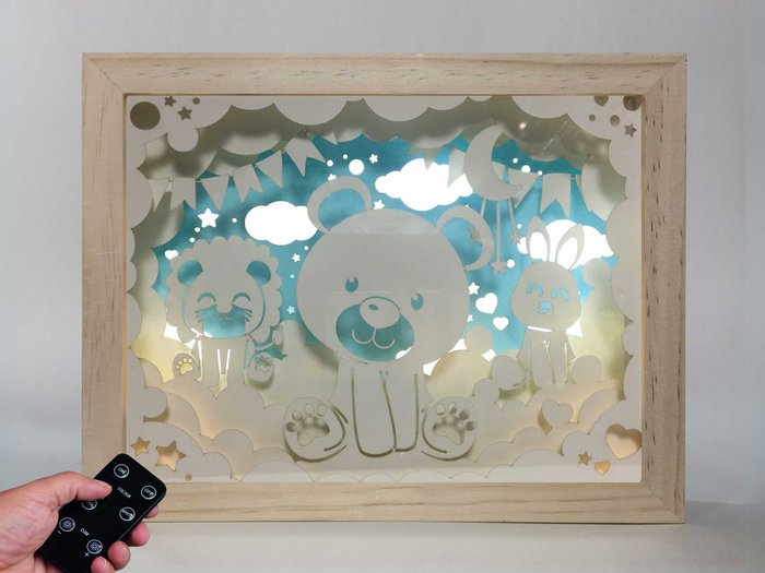 Lampara Big Madera Kids León Oso y Conejo marca LAMPARAS MEDITERRANEAN