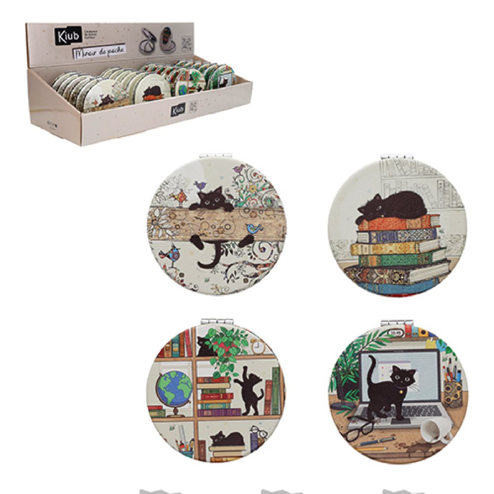EXP, 24 UDS ESPEJO REDONDO PLATEADO BUG ART GATOS LIBROS | KIUB | ENVASE 24 UDS. UNIDAD | 3700572805870 Imagen principal del producto