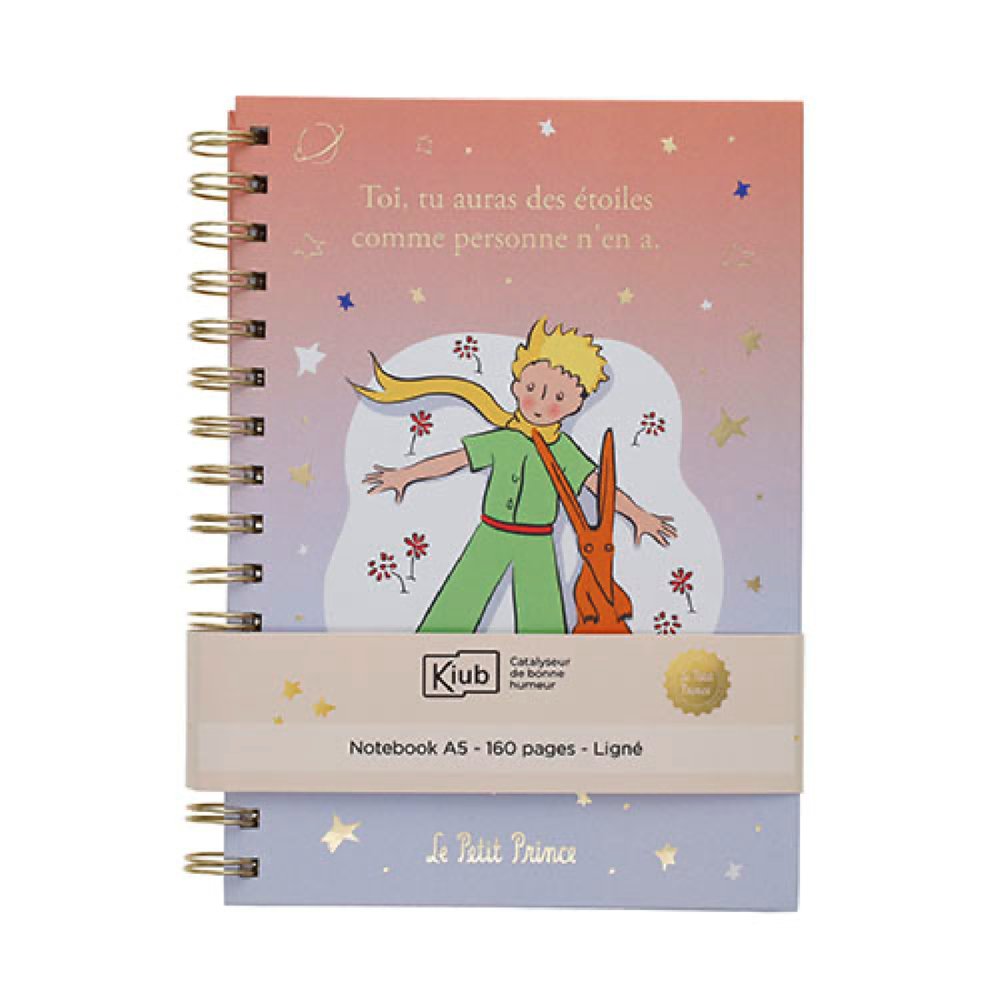 Cuaderno espiral A5 líneas El Principito Renard Marca Kiub Principito