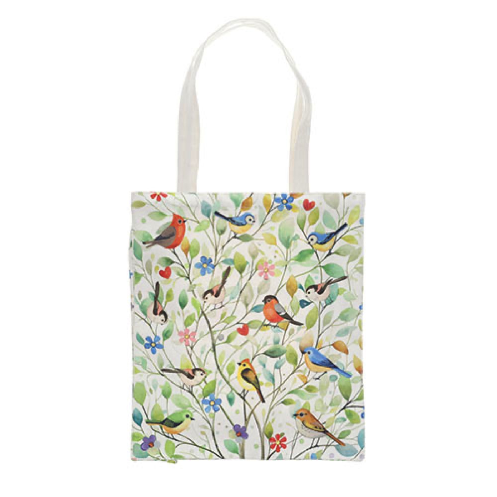 BOLSA DE TELA SHOPPING CON ASAS FLORES PAJARITOS | KIUB Imagen principal del producto