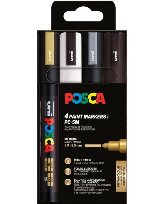 Rotulador Uni Posca Pc-05m Estuche 4 Colores Surtidos