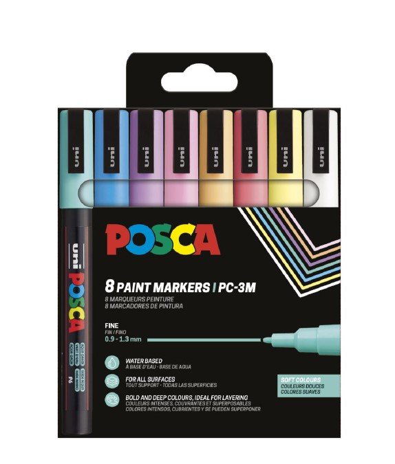 Rotulador Uni Posca Pc-3M 8 Colores Suaves | Posca | Pack 1 Unidades Imagen principal del producto
