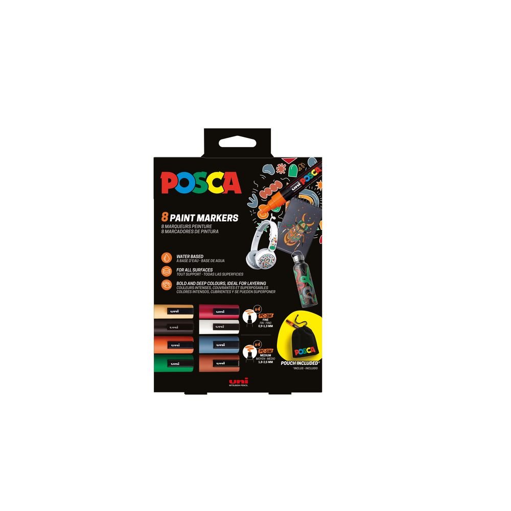 Pack 8 Rotuladores Posca Pc-5m/pc-3m + Bolsa Tela