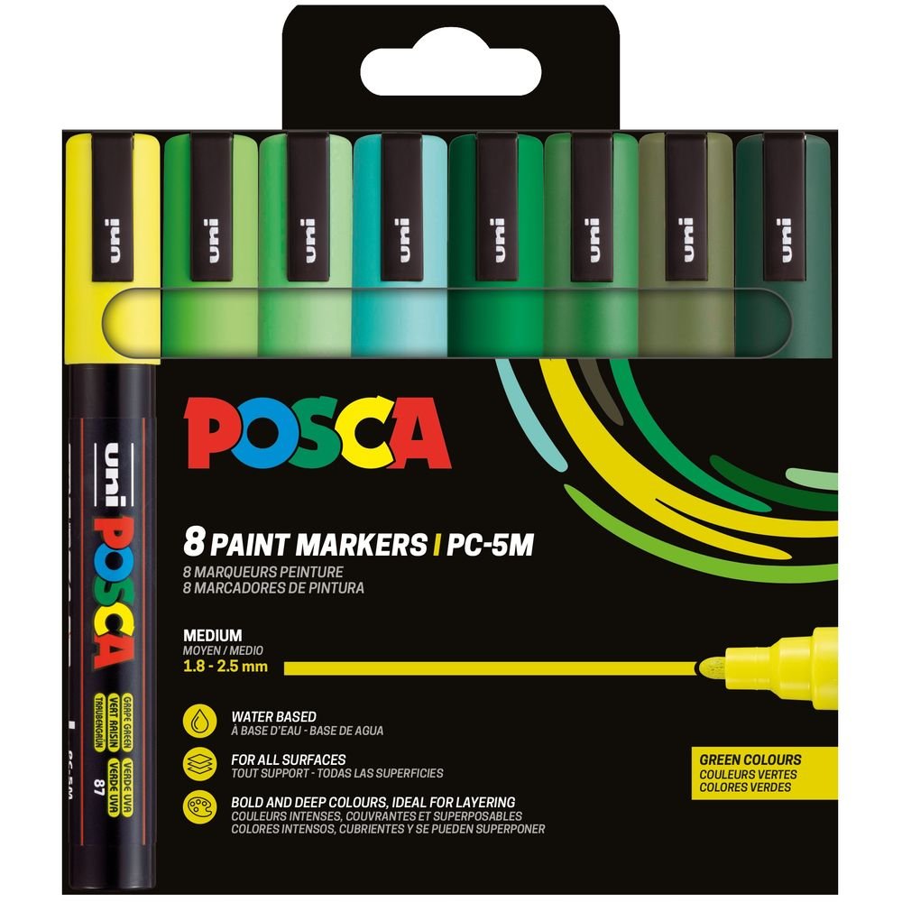 Rotulador Uni Posca Pc-5m Set 8 Colores Tonos Verdes Imagen principal del producto