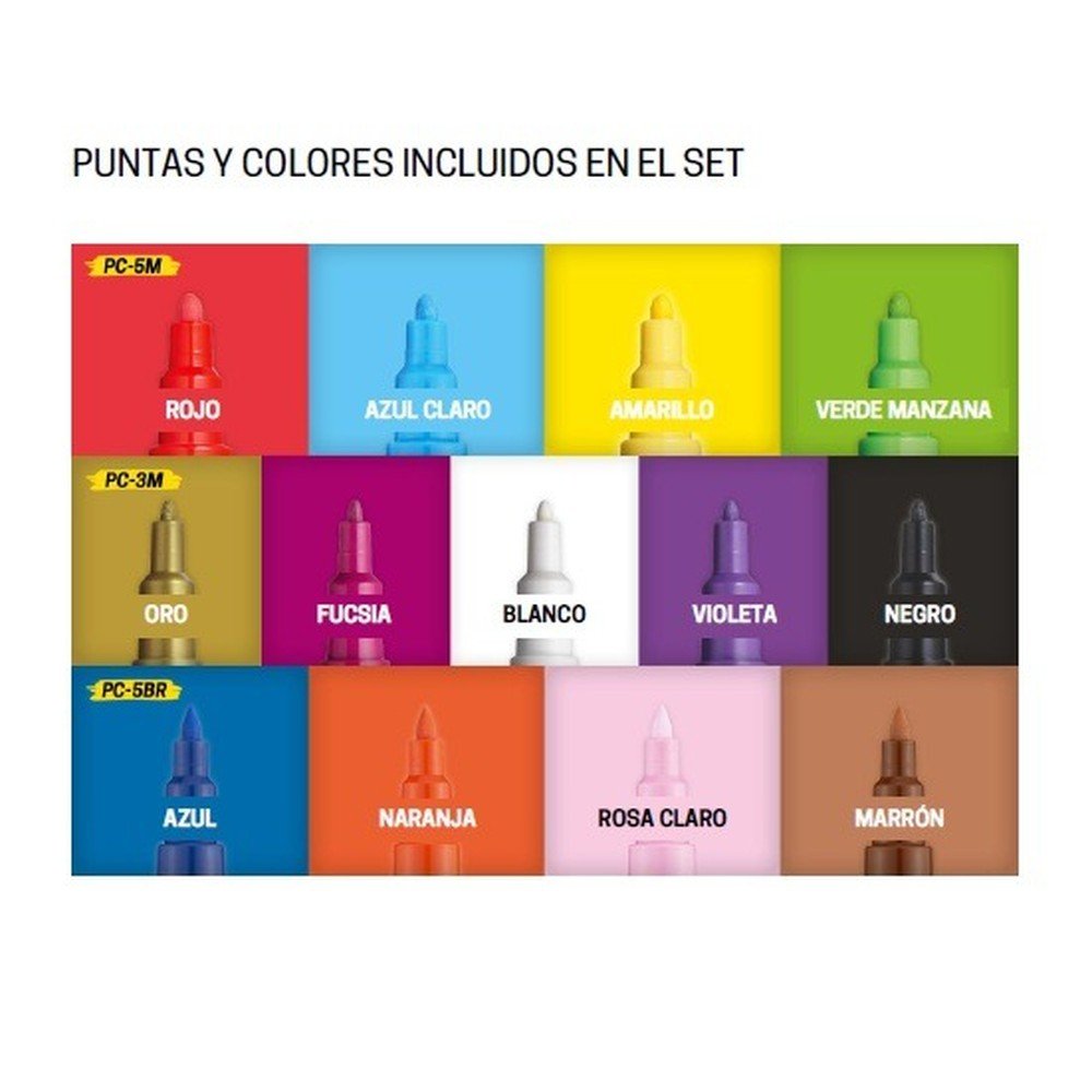 SET 13 ROTULADOR POSCA COLORES SURTIDOS LATA METALICA