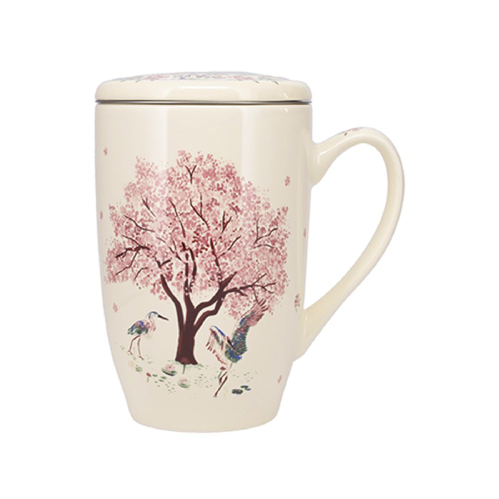TAZA DE TE CON TAPA 445ML + CAJA FLORES DE FUJI | KIUB | 1 UNIDAD | 3701763900565