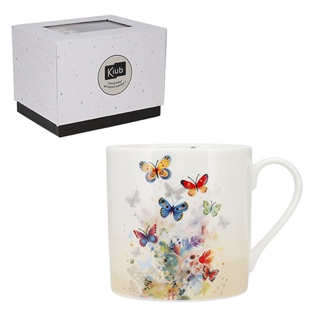 Taza porcelana mariposas 425 ml con caja regalo KIUB Imagen principal del producto