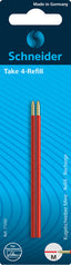 RECAMBIOS PARA BOLIGRAFOS DE 4 COLORES BLISTER 2 UDS ROJO | 1 UNIDADES | (SCHNEIDER)